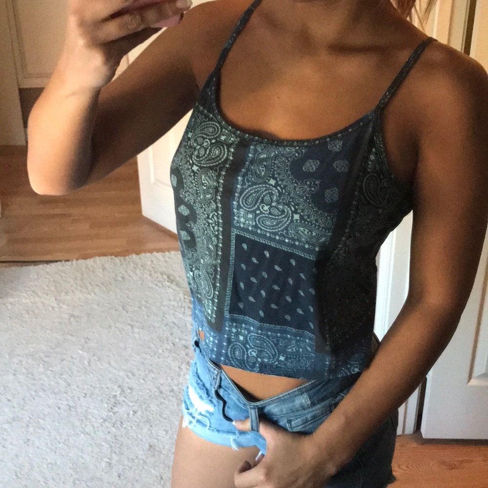 Blue bandana crop top